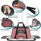 PetAmi Airline Approved Pet Carrier for Cat, Soft Sided Dog Carrier for Small Dog, Cat Travel Supplies Accessories Indoor Cats, Ventilated Pet Carrying Bag Medium Kitten Puppy, Large Heather White Red
