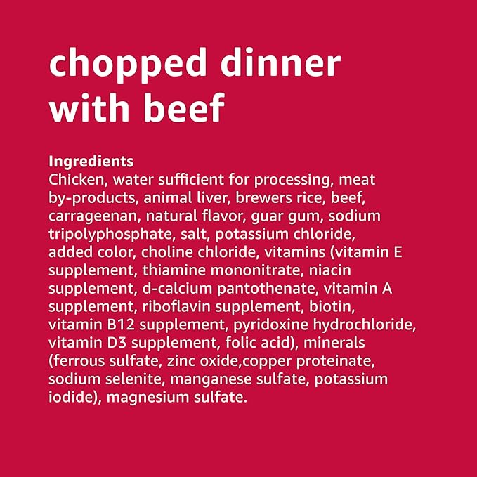 Amazon Basics Chopped Ground Dinner Wet Dog Food Variety Pack, Filet Mignon Flavor and with Beef, Made with Natural Ingredients, 13.2oz Cans (Pack of 12)