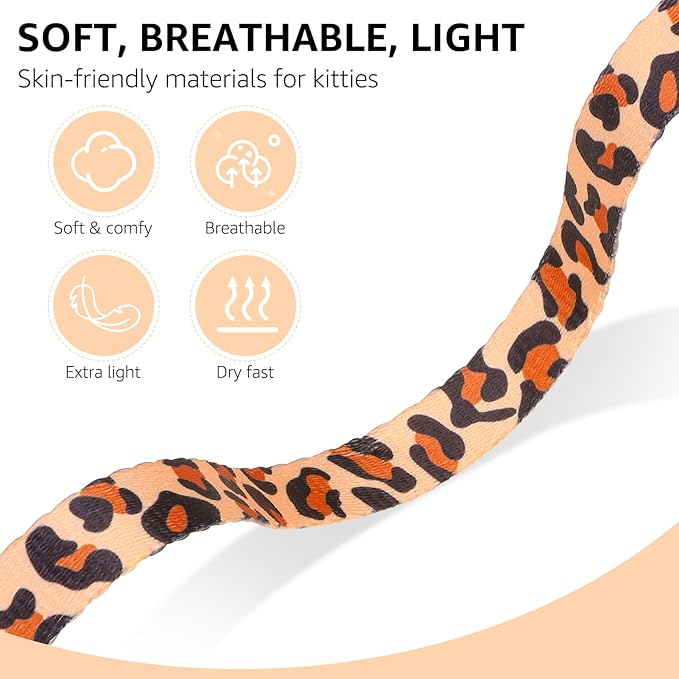 SCENEREAL Adjustable Cat Harness and Leash Set with AirTag Holder, Escape-Proof Design for Small to Large Cats, Lightweight Soft Travel Harness, Khaki Leopard