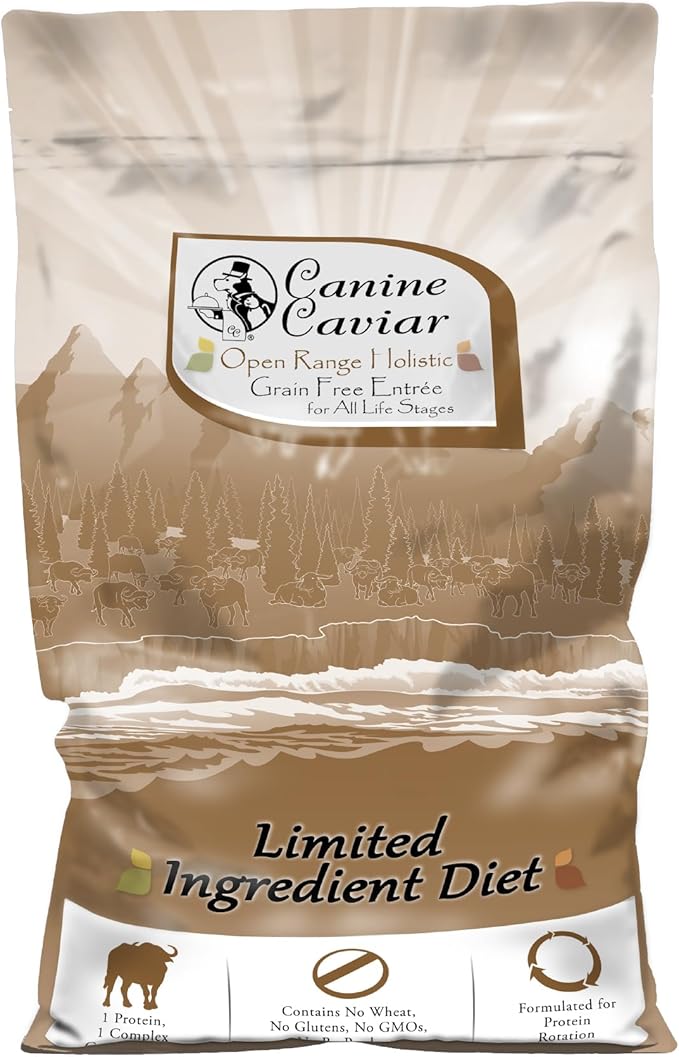 Canine Caviar - Open Range: Water Buffalo & Chickpea Alkaline Dry Dog Food, Limited Ingredients, Gluten-Free, Based on Science & Research, Veterinary Alternative Diet (22 Pound Bag)
