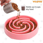 Slow Feeder Maze Puzzle Bowl - Large Dog Non Slip Interactive Food Dishes - Bloat Stop, Choking Prevention - Pink