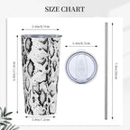 Dujiea 20oz Tumbler With Lid And Straw, Snakeskin Vacuum Insulated Iced Coffee Mug Reusable Travel Cup Stainless Steel Water Bottle