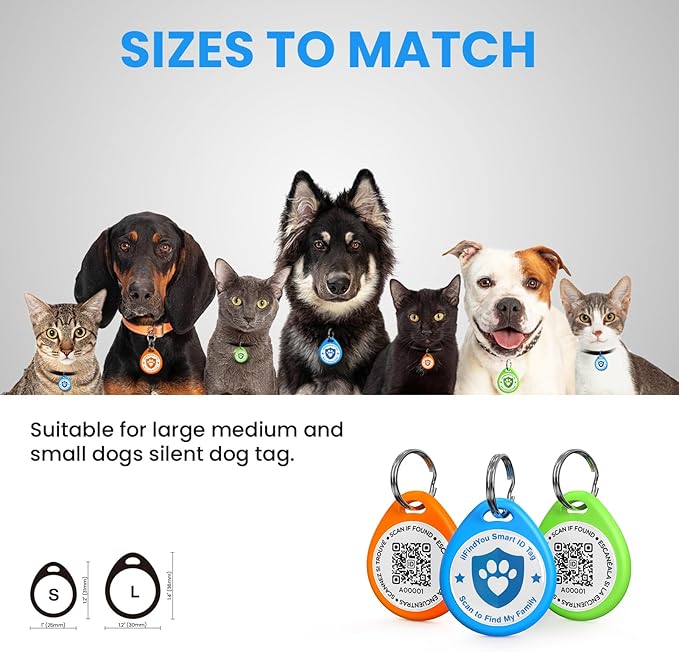 3 Pack Cat Tags Personalized Small, QR Code Cat Name Tags for Kitten Collar, Scan Location Alerts, Blue,Orange,Green S