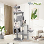 Globlazer Giant Cat Tree, 83 inch Cat Tree for Indoor Cats Large Adult, XXL Cat Tower with 9 Scratching Posts for 20lb+ Heavy Duty Large Adult Cats, F83, Light Grey