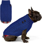 KYEESE Dog Sweater Thick Pet Coat for Fall Winter Cold Weather Warm Turtleneck Medium Dogs Sweater Soft Pullover Dog Sweaters for Medium Dogs Girl Stretchy Knitwear Cat Clothes with Gingham Patchwork