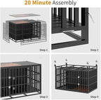 49" Heavy Duty Dog Crate Furniture, Wooden Dog Crates for Large and Medium Dogs, Dog Kennel Indoor with Removable Tray, Decorative Pet House End Table, Brown (49" L x 30" W x 35" H)