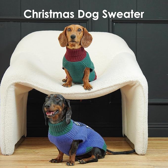 5XL Dog Sweaters for Large Dogs, Thick Turtleneck Sweater with Leash Hole, Easy to Put on Stretchy Christmas Pullover, Dog Clothes for Cozy Home Sleep & Warm Outdoor Walk, Green XXXXXL