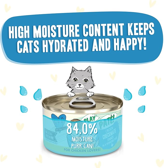 Weruva B.F.F. Play - Best Feline Friend Paté Lovers, Aw Yeah!, Chicken Checkmate with Chicken, 2.8oz Can (Pack of 12)