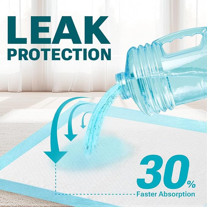 120 Count Super Absorbency Puppy Pads 22"x 22", Leakproof Quick Drying Dog Training Pee Pads, Puppy Pee Pads, Disposable Underpads Changing Pads for Baby, Puppy and Adults, 30 Count/Pack x 4 Packs