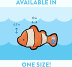 Spunky pup Clean Earth Plush Dog Toy with Squeaker - Recycled, Eco-Friendly, Floats for Beach, Lake, Pool - Clownfish