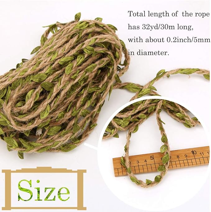 Hemp Rope for Cat Scratch Post Tree Replacement - Cat Scratcher Accessories with Artificial Leaves/Home Vine Ribbon Decoration for Art & Crafts