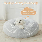 WNPETHOME Calming Dog Bed Cat Bed Donut, Faux Fur Pet Bed Self-Warming Donut Cuddler, Comfortable Round Plush Dog Beds(20 x 20 x 8 Inch, Light Grey)