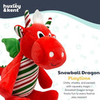 Huxley & Kent Funny Dog Toy w/Squeaker – Holiday Power Plush Squeaky Dog Toys for Small, Medium & Large Dogs – Soft Stuffed Animal for Indoor Play & Fetch - Snowball Dragon, Small