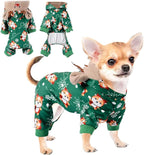 DaFuEn Dog Pajamas for Small Dogs Girl Warm Puppy Clothes Outfit for Chihuahua Yorkie Teacup Winter Pet Onesie Jumpsuit Cat Apparel Clothing (Christmas, XX-Small)