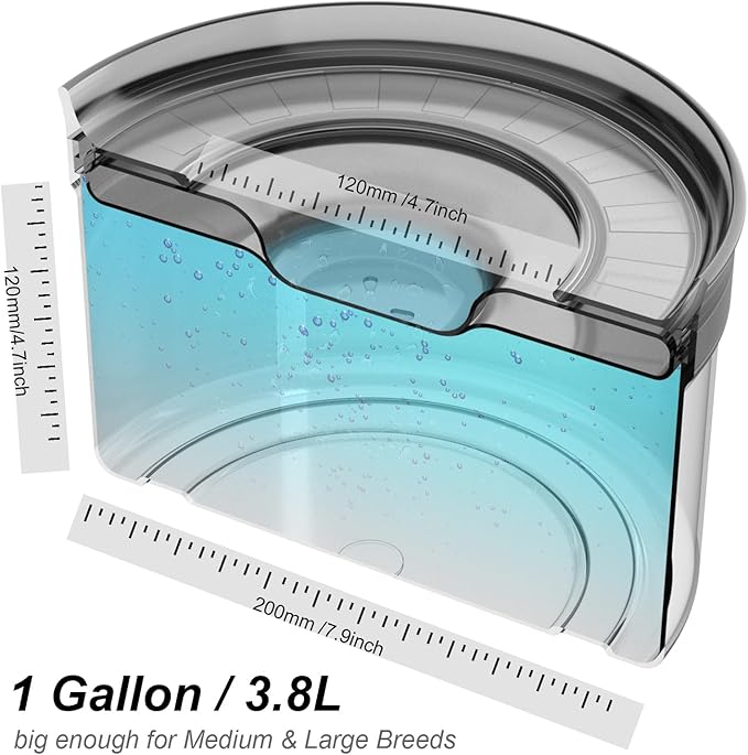1Gallon No Spill Dog Water Bowl-3.8L Large Capacity, BPA-Free, Anti-Splash & Anti-Digging Design with Non-Slip Base for Messy Drinkers