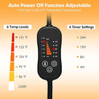 azuza Pet Heating Pad for Dogs and Cats, 6 Adjustable Temperature with Timer, Waterproof and Chew-Resistant Cord, Comfortable Fabric Dog Heating Mat, Auto Power-Off(16"x28")