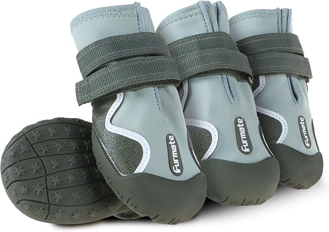 Dog Shoes for Large Small Medium Dogs,Dog Booties for Indoor Hardfloors Anti-Slip,Reflective Strip Waterproof Dog Boots & Paw Protectors for Outdoor Walking Hot Pavement,Winter Snow (Green-1)