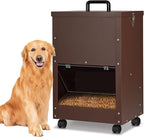 Galvanized Automatic Dog Feeder Large Breed 45 Pounds, Metal Dog Food Gravity Feeder Extra Large Automatic Pet Feeder, Easy to Move with Wheels