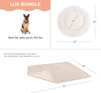 Best Friends by Sheri Bundle Set The Original Calming Lux Donut Cuddler Cat and Dog Bed + Pet Throw Blanket Oyster Extra Large 45" x 45"