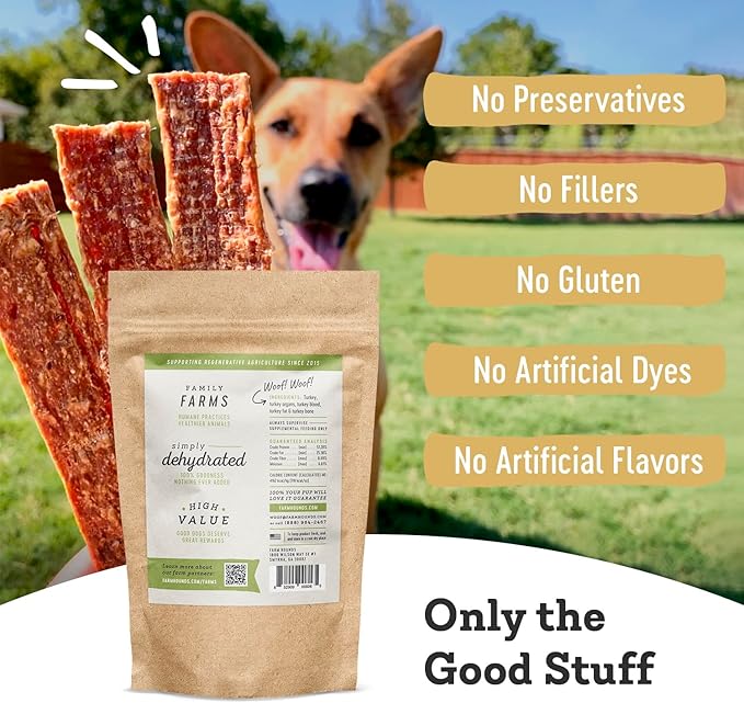 Farm Hounds - Turkey Strips - Premium Natural Jerky for Dogs - 100% Humanely Raised Turkey - Break-to-Size - Great for Training & Treats - No Added Fillers - Made in USA - 1 Pack