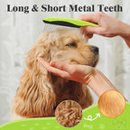 3PCS Dog Grooming Kit - Deshedding Dog Brush, Self Cleaning Slicker Brush, Bath Brush and Comb, Suitable for Hair Removal and Bathing of Dogs & Cats (Green Black)