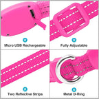LED Dog Collar - Light Up, Adjustable, Rechargeable, Waterproof - Night Walking, Glow in Dark - Small, Pink