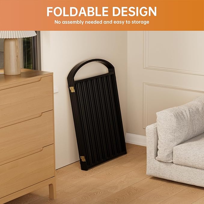 3 Panels Full Matel Freestanding Dog Gates with Door, 72"Extra Wide 32"Tall Free Standing Dog Pet Gate for Indoor & Outdoor. Foldable Pet Fences for Doorways, House, Stairs, Porch, Deck, Yard