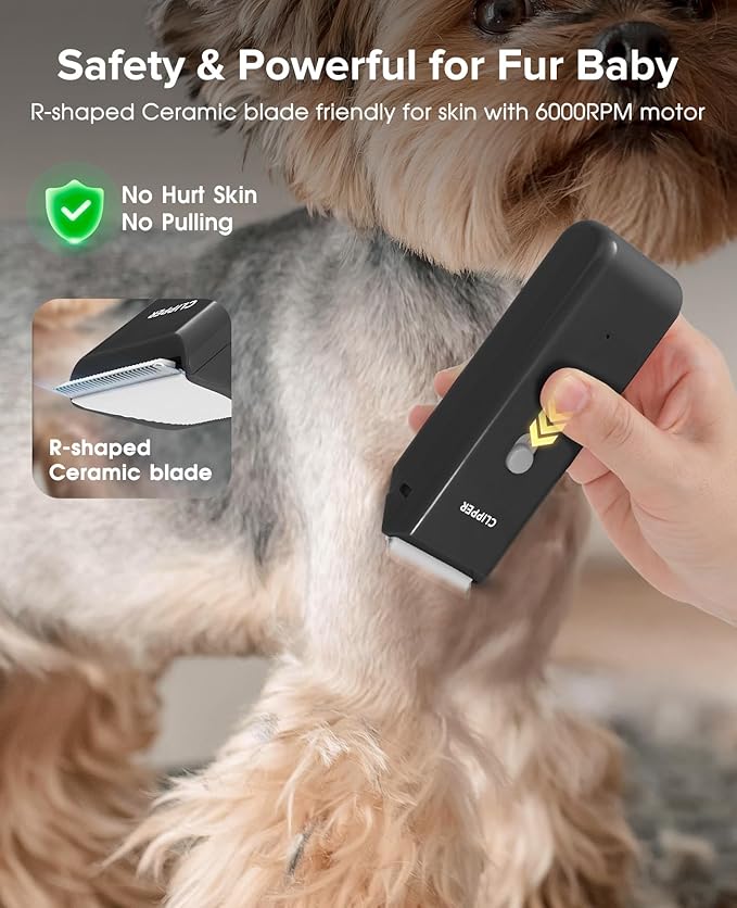 Pet Clippers for Dog Hair Grooming Low Noise, Rechargeable Cordless Cat Shaver with Ceramic Blade,Portable Pet Hair Trimmer for Matted & Long Hair