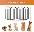 4 Panels Full Matel Freestanding Dog Gates with Door, 96"Extra Wide 36"Tall Free Standing Dog Pet Gate for Indoor & Outdoor. Foldable Pet Fences for Doorways, House, Stairs, Porch, Deck, Yard
