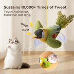 2-pack catnip cat toys that stimulate indoor cats' natural hunting instincts,Interactive plush bird toy with realistic chirping sounds to tease your cat (Brown artificial bird + green artificial bird)