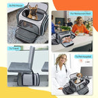 Pet Carrier Airline Approved, Expandable Foldable Soft-Sided Dog Carrier, 3 Open Doors, 2 Reflective Tapes, Pet Travel Bag Safe and Easy for Cats and Dogs