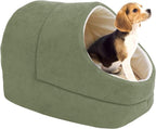 GOOPAWS Cat Cave for Cat and Warming Burrow Cat Bed, Pet Hideway Sleeping Cuddle Cave (Sage Green-2)