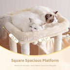 Heybly Heavy Duty Cat Tree, Tower for Indoor Cats Large Adult, Tall Cat Condo House with Extra-Large Baseboard, Multi-Level Plush Furniture with Scratching Posts, Hammock, Toy Ball, Beige HCT026M