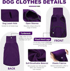 ROZKITCH Dog Winter Coat Soft Pullover Pajamas, Pet Windproof Warm Cold Weather Jacket Vest Cozy Onesie Jumpsuit Apparel Outfit Clothes for Small, Medium, Large Dogs Walking Hiking Travel Sleep Purple