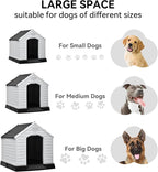 YITAHOME Large Plastic Dog House Outdoor Indoor Doghouse Puppy Shelter Water Resistant Easy Assembly Sturdy Dog Kennel with Air Vents and Elevated Floor