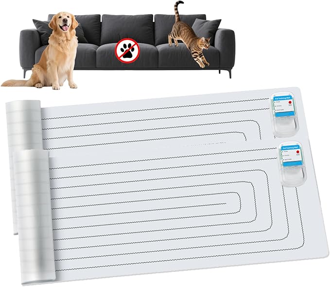 PAPARELA Scat Shock Mat for Dogs and Cats Indoor, Pet Shock Mats for Training Pets, Electric Repellent Mat Keeps Dogs and Cats Off Counter, Couch and Sofa, 3 Training Modes (60"x 12" Two Pieces)