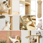 Cat Scratcher Replacement Rope - KDAOQN 1/4 inch Natural Hemp Rope, Rope for Cat Scratching Post, Cat Tower Repair Rope Cat Tree Rope Replacement, Odorless Jute Twine Rope (66FT)