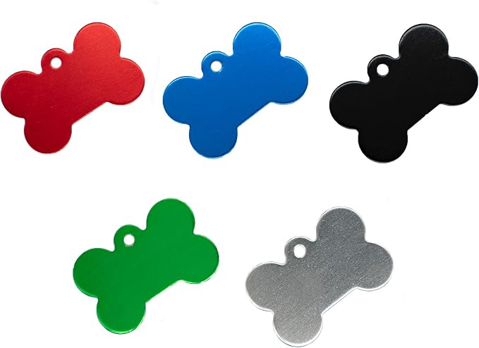 Aluminium Blank Bone Shape Dog ID Tags Pet ID Tags Number Tag with Key Ring 20pcs (Green)