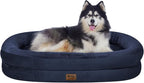 Orthopedic Waterproof Large Dog Bed: Memory Foam Washable Dog Bed with Bolsters - XXL Orthopedic Removable Cover for Medium Large Sized Pet - Non-Slip Bottom - Navy