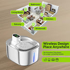 Wireless Cat Water Fountain Stainless Steel,135floz/4L Battery Operated Automatic Pet Fountain,Cordless Cat Water Dispenser Pet Drinking Water Fountain for Multicat Cats Dog Outdoor