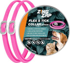ZingZap Flea & Tick Collar 2-Pack Pink, Protects from Biting Insects, Adjustable Fits Both Dogs & Cats, Built-in Plant Based Formula, Slow-Release Lasting Protection, Waterproof