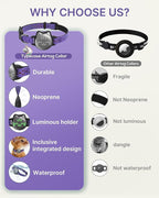 Waterproof Airtag Cat Collar, Breakaway Cat Airtag Collar with Luminous & Reflective Pattern Strap, Lightweight Kitten Collars for Apple Air tag, Hidden Holder for GPS Tracker - Cats, Kittens (9-13")