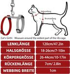 PUPTECK Adjustable Cat Harness and Leash Set Escape Proof Kitten Strap Collar for Walking Travel, Grey/Red Mixed
