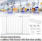 115“-134.6" Wide Baby Gate for Stairs, Mom's Choice Awards Winner-Self Closing Dog Gate Indoor for Doorways, No Drilling Pressure Mounted Pet Gates for Kids, Easy Walk Through Safety Gate, White.