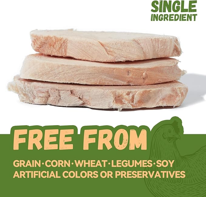 OPET Freeze Dried Chicken Cat Treats, Single Ingredient Grain Free High Protein Pet Food for Cats and Dogs, Healthy Training Snacks, Freeze Dried Cat Food (Chicken Breast, 1.48 Ounce)