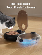 WOPET Automatic Cat Feeder, 48-Hour Programmable Pet Food Dispenser, Built-in Ice Gel Pack for Freshness – Ideal for Wet Food, Yogurt & Canned Meals – Perfect for Cats, Kittens & Small Dogs