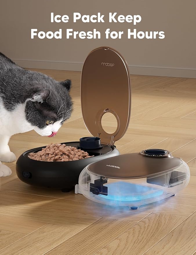 WOPET Automatic Cat Feeder, 48-Hour Programmable Pet Food Dispenser, Built-in Ice Gel Pack for Freshness – Ideal for Wet Food, Yogurt & Canned Meals – Perfect for Cats, Kittens & Small Dogs