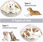 Calming Cat Beds, Fluffy Plush Round Cat Cave Washable, Cozy Warming Anti-Slip Small Dog Bed for Puppy and Kitten, Soft Anti Anxiety Pet Nest (24×24 inch, Coffee)