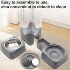 Pet Automatic Water Dispenser, 2.8L Water Dispenser with Stainless Steel Food Bowl, 2-in-1 Pet Feeder for Cats, Dogs, Rabbits