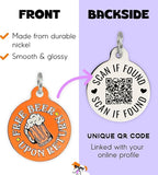 Personalized QR Code Dog Tags - Choose from 25+ Tag Designs - QR Code Links to Your Profile - Unique, Cute, Funny, Sassy Pet ID Tag (Free Beer Upon Return with Mug, Large (1.25 inch))